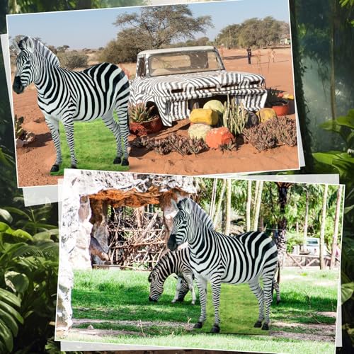 Image of Geelin 5 ft Zebra Cardboard Standup Cutout Life Size Jungle Safari Animal Theme Party Backdrop Photo Prop Stand Up for Zoo Safari Jungle Themed Birthday Party Decoration Supplies