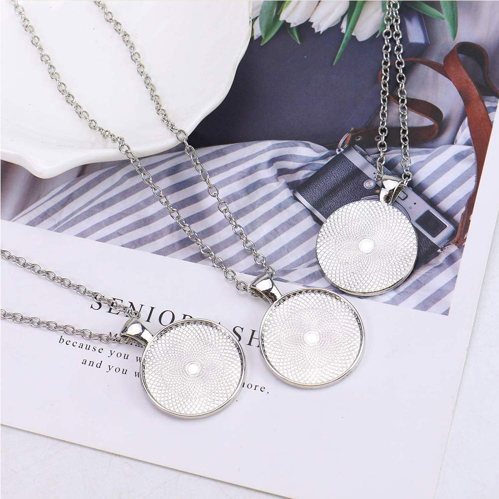 DAHI 60pcs Round Bezel Pendant Tray Silver Bezel & Blank - Image 4