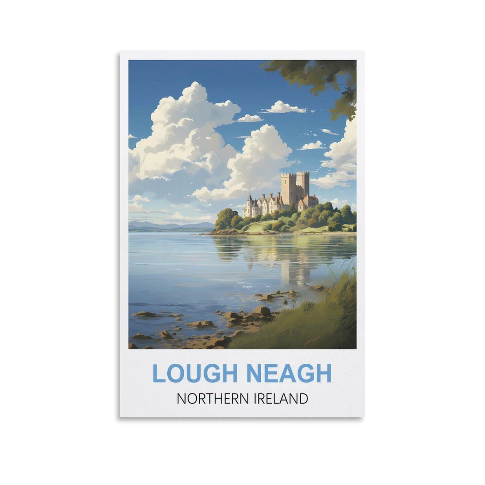 CYYHGEE Lough Neagh Northern Ireland Vintage Travel Posters 16x24inch(40x60cm) Canvas Poster Wall Art Living Room Home Decor