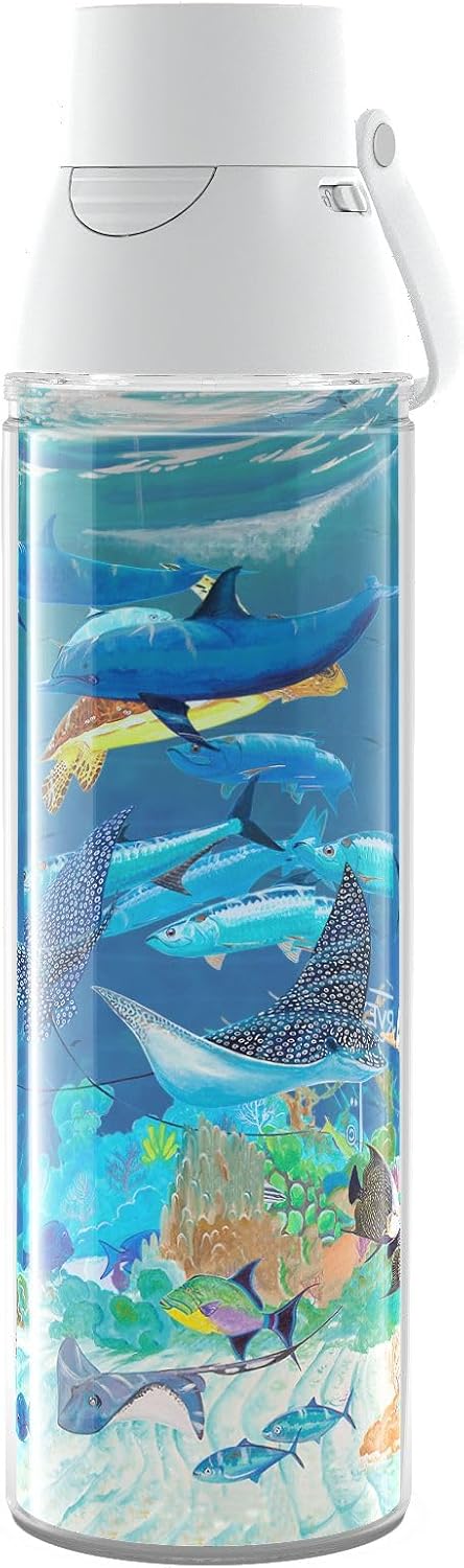 Tervis Venture Lite Guy Harvey - Ocean Scene Made in USA Double Walled Insulated Tumbler Travel Cup Keeps Drinks Cold & Hot, 24oz Water Bottle, Classic