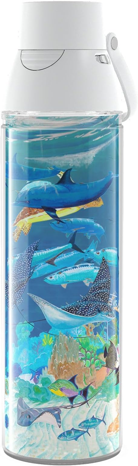 Venture Lite Guy Harvey - Ocean Scene Made in USA Double Walled Insulated Tumbler Travel Cup Keeps Drinks Cold & Hot, 24oz Water Bottle, Classic