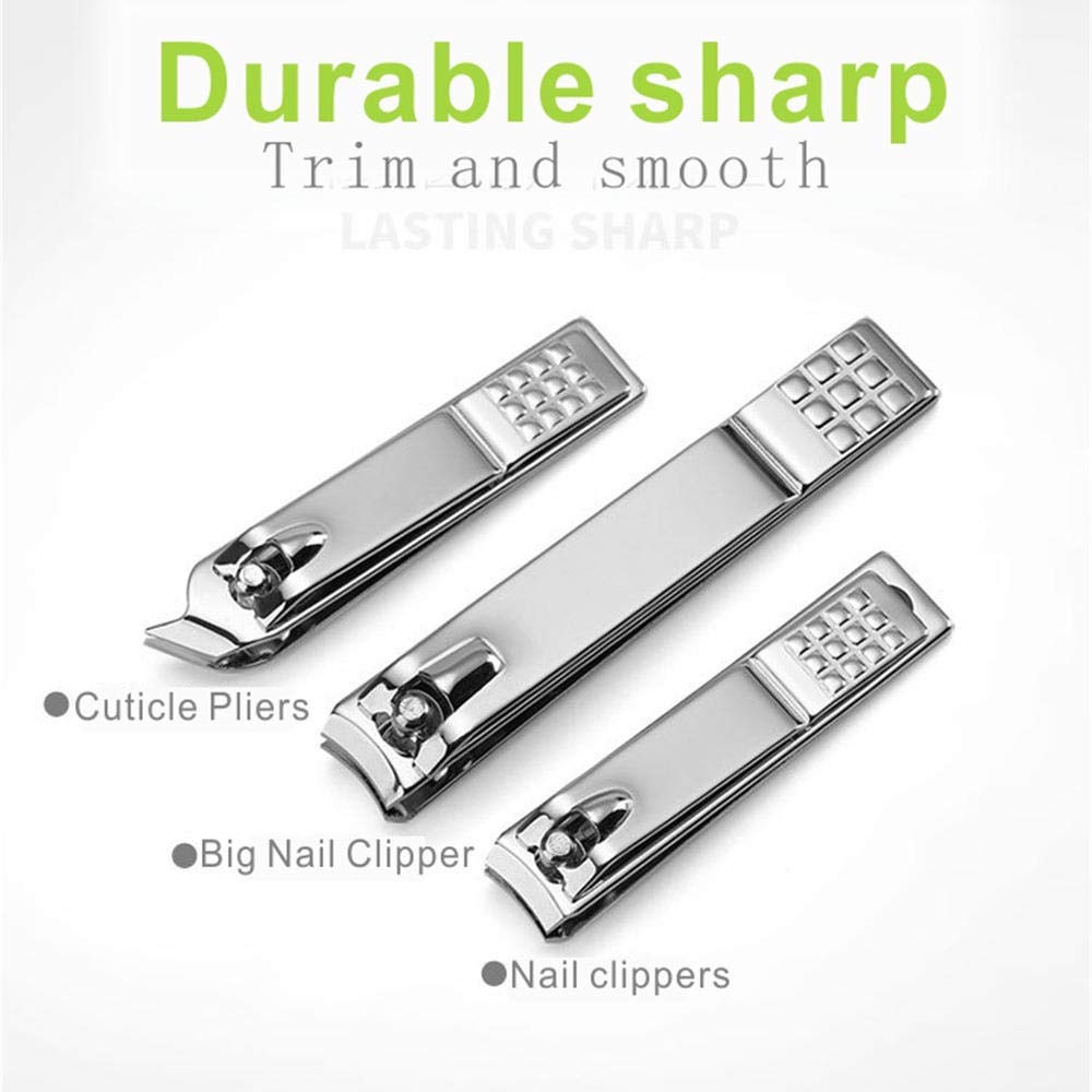 Juego de manicura de 23 Piezas Kits de Aseo para Mujeres Juego de cortaúñas de Acero Inoxidable con Estuche portátil, Adecuado para Unisex-Blanco_Juego de 23 Piezas (Juego de 23 Piezas Negro)