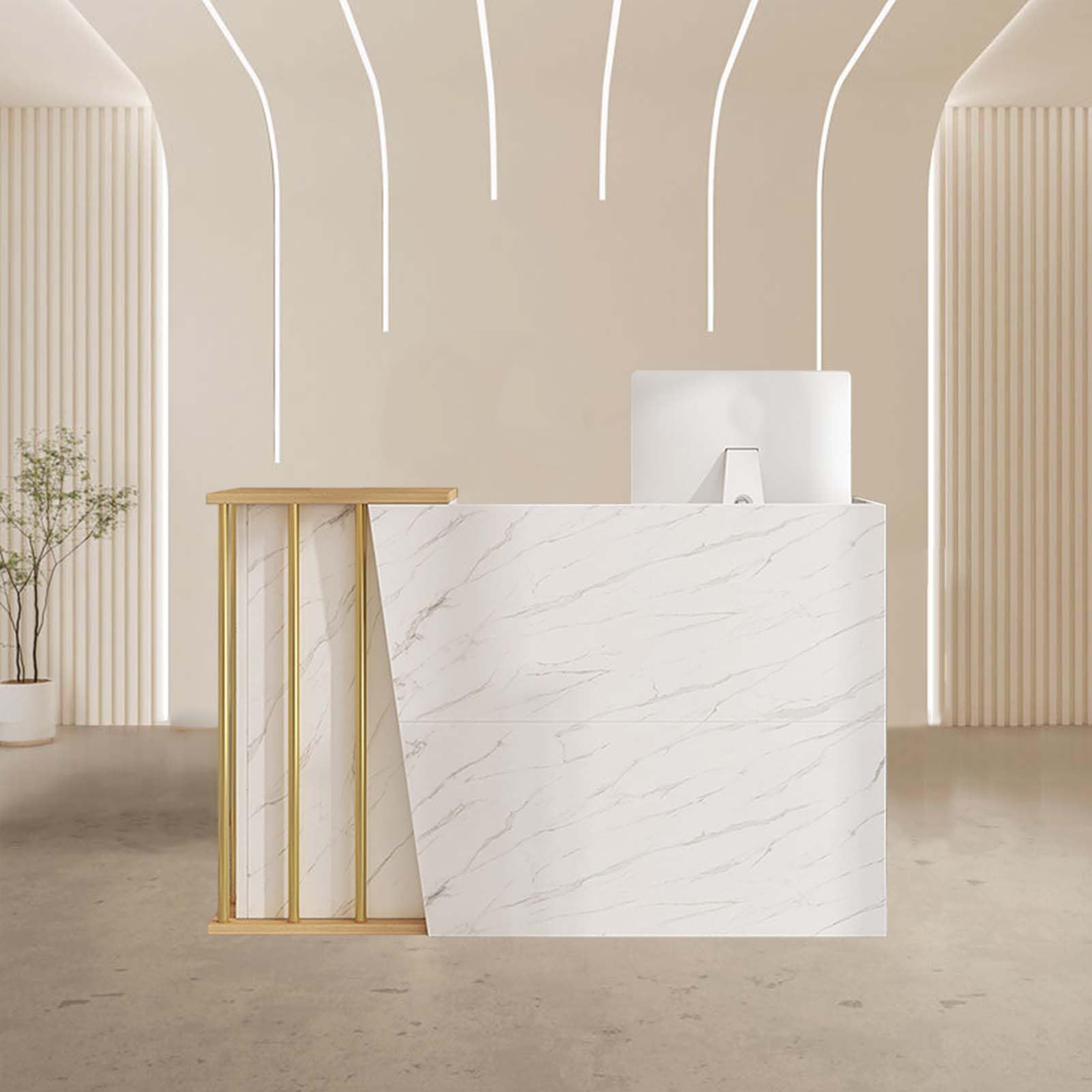Banco Reception Banco Cassa Banco Reception Moderno Banco Reception con Armadietti E Bancone Banco Reception in Piedi per Sale Aziendali Hotel Negozi di Abbigliamento(Size:120CM,Color:b)