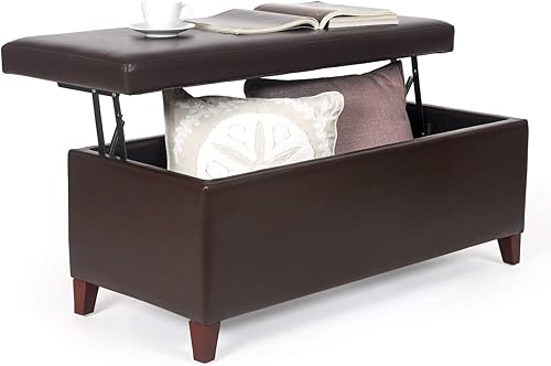 Homebeez Moderno banco otomano de almacenamiento de mesa de centro de cuero sintético (marrón) disponible en Yaxa Peru