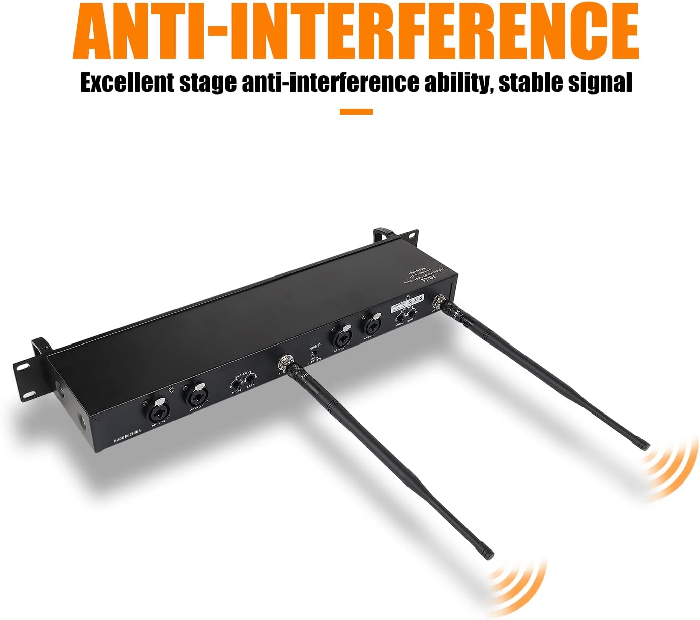 XTUGA RW2080 Transmitter with two antennas, illustrating anti-interference capabilities.