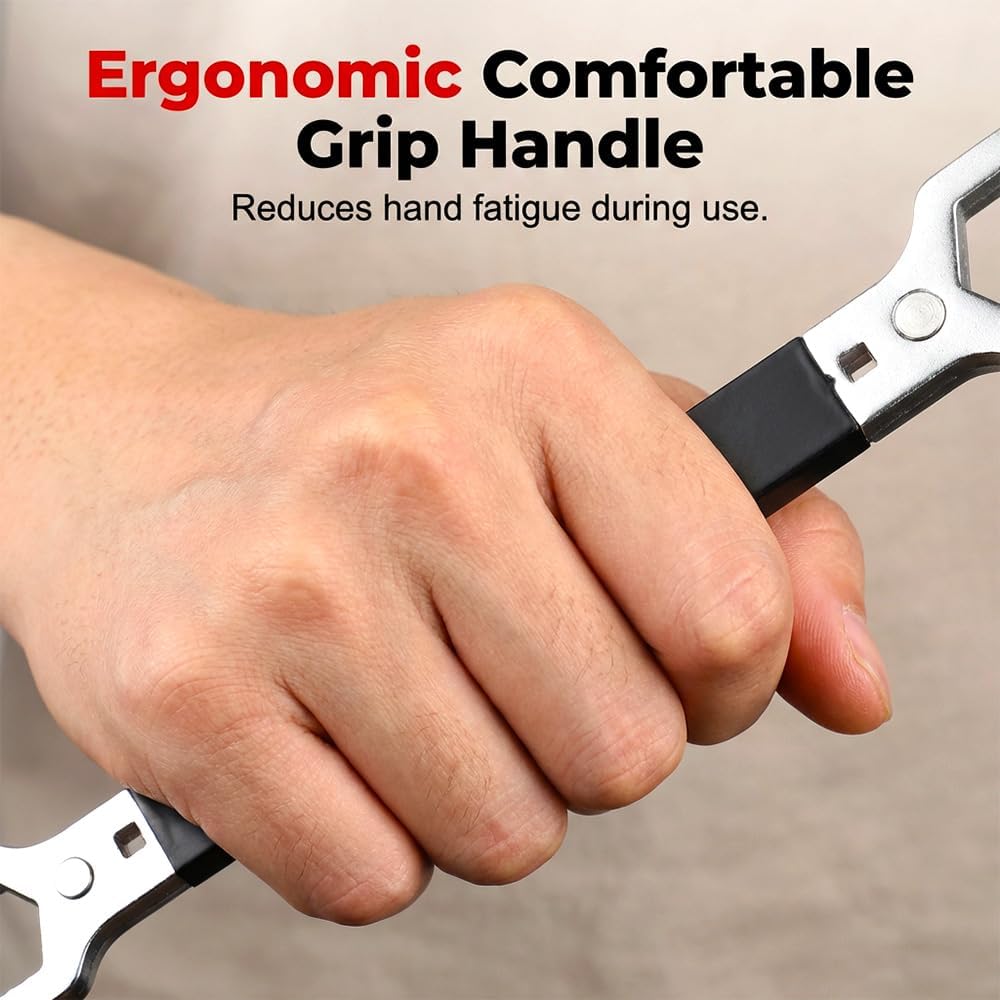 Double-Ended Wrench, Self-Adjusting Universal Wrench with Dual-Ended Design, Multifunctional Self-Tightening Wrench for Auto Repair, Home Improvement & DIY Projects (Black)