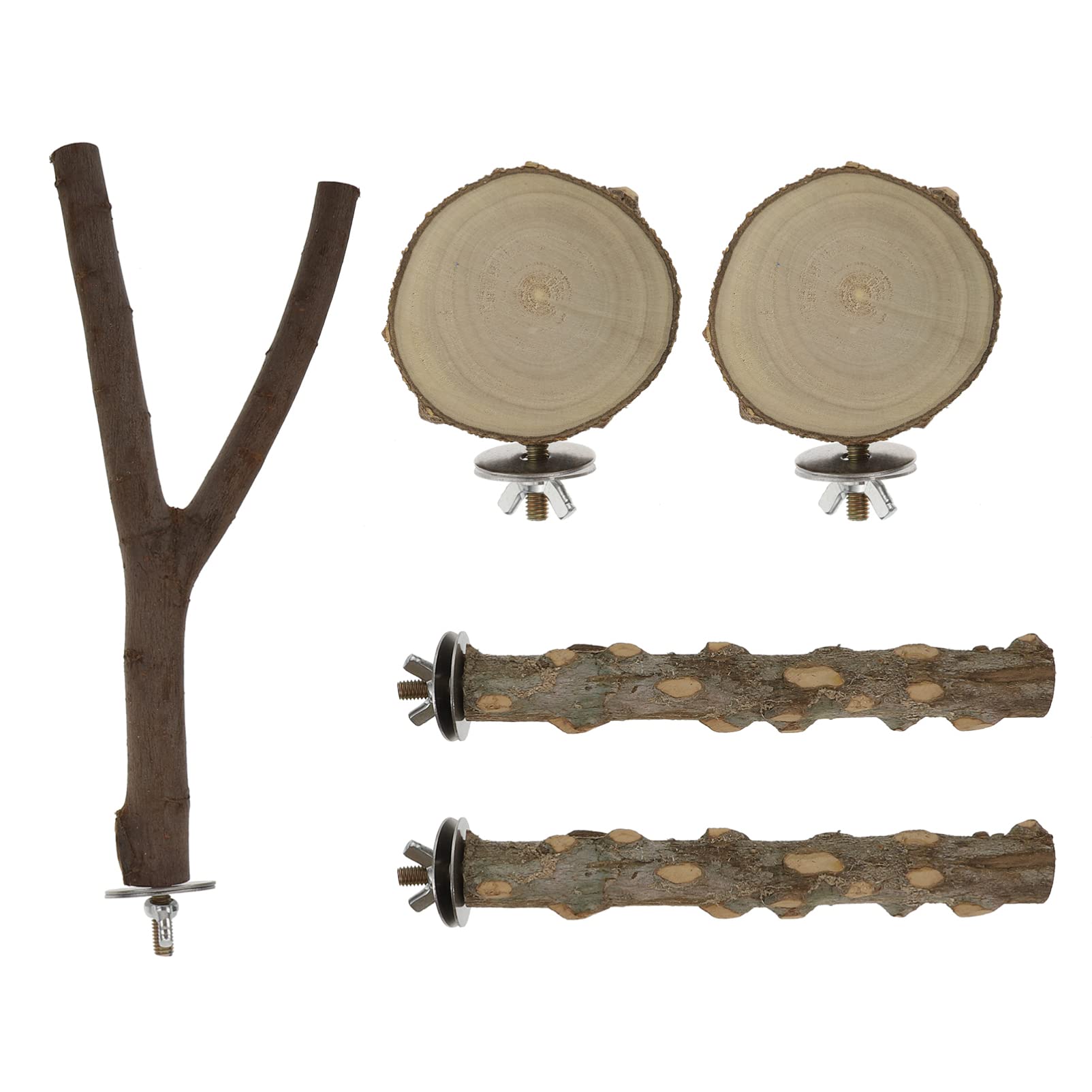 BESPORTBLE 5 Pcs Wooden Parrot Pole Bird Stand Natural Hardwood Play Stand for Conures Small Birds