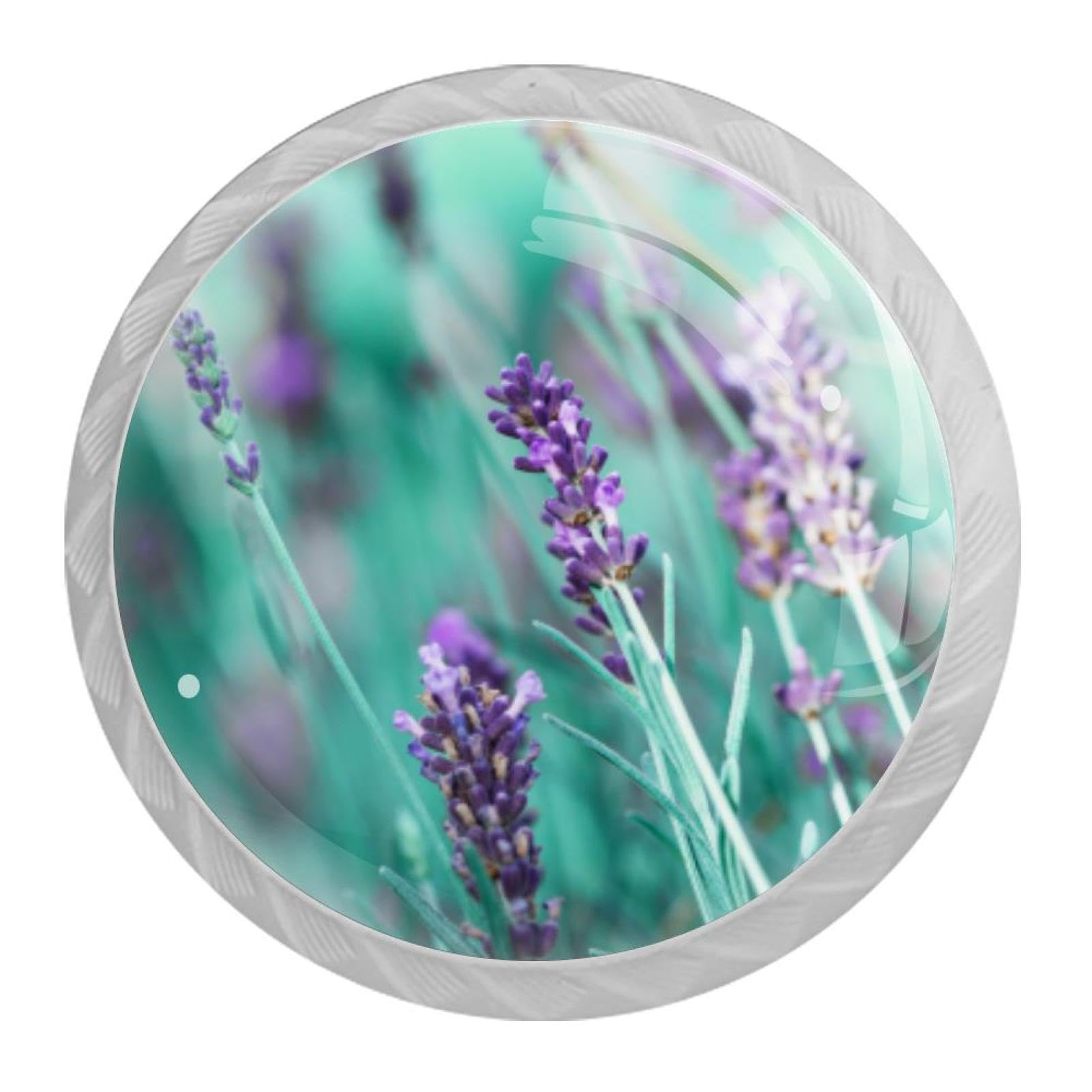 Tqmspg 4 Pieces Drawer Pulls Beautiful Lavender Door Knobs Dresser Handles for Kitchen Wardrobe Cupboard Hardware Furniture