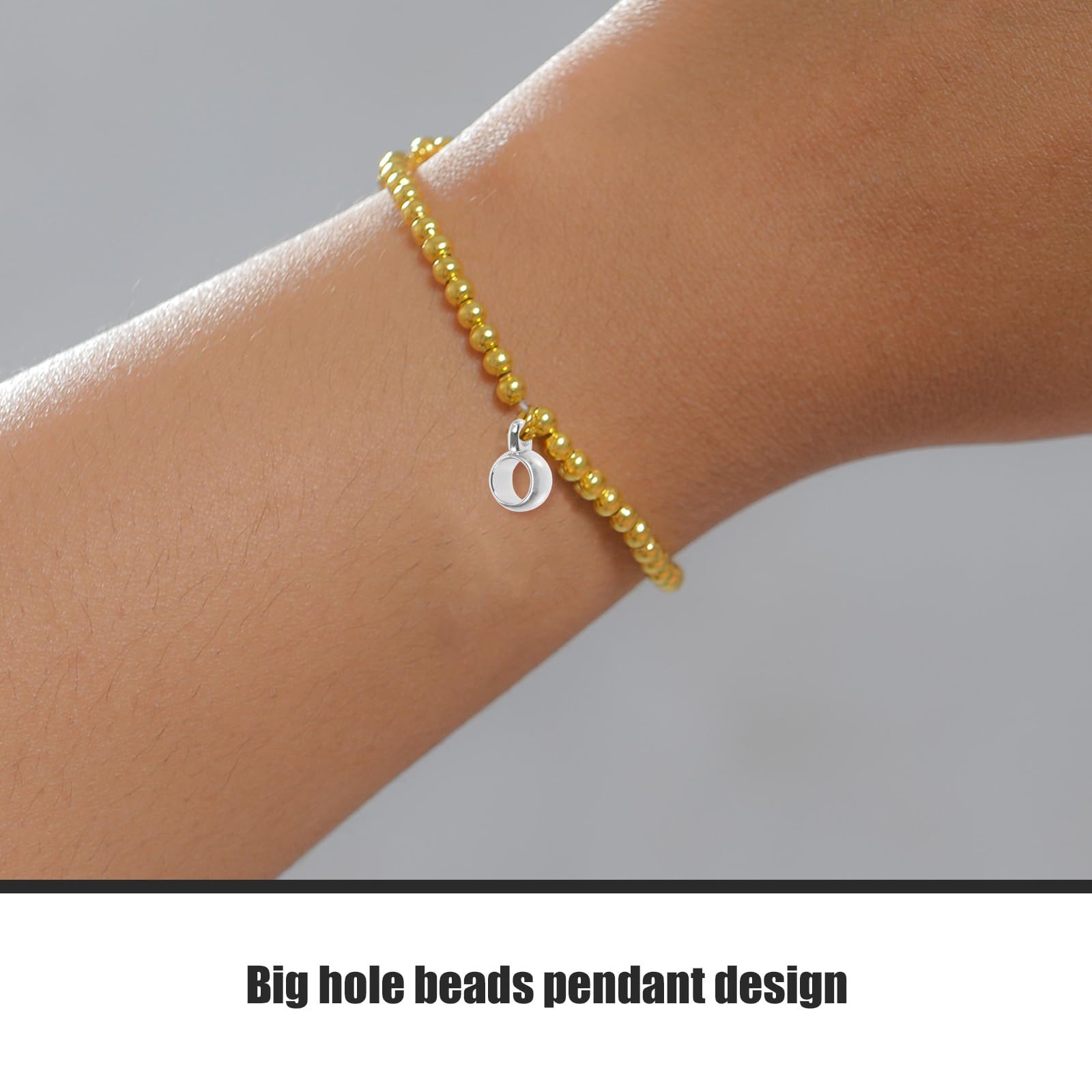 Pendentif Créatif pour Collier, Perles à Gros Trou 100 Pièces Argenté