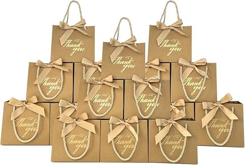 Miniatura 52 de TKSBAG Paquete de 50 bolsas pequeñas de regalo de agradecimiento con asas de 5.5 x 2.5 x 4.7 pulgadas, mini bolsas de regalo negras a granel