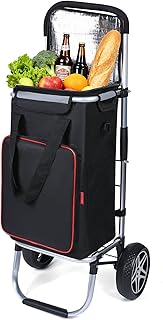 YEAUPE PRO Carro de la Compra con Compartimento frigorífico, Carga máxima de 47 l y 25 kg, Plegable 3 en 1, Carretilla de Mano y Bandolera, Color Rojo