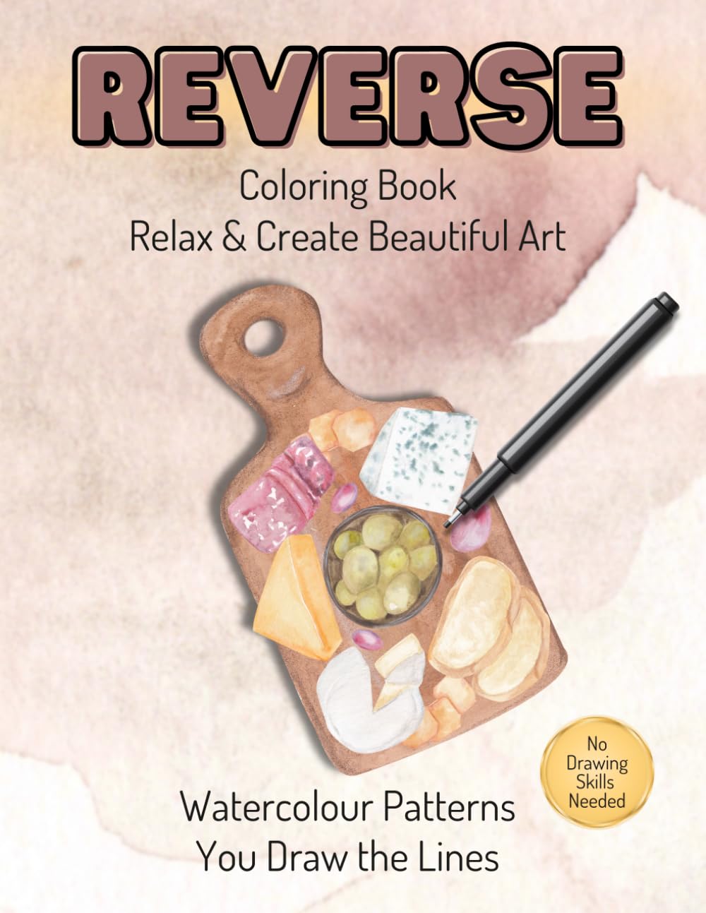Reverse Coloring Book: 50 Watercolor Designs to Relax and Create Beautiful Art | No Lines, You Draw the Lines