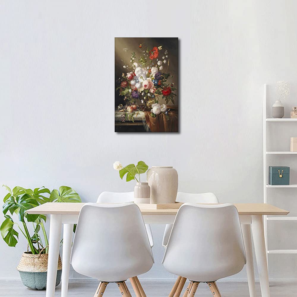 TISHIRON Flower and Fruit Still Life Paintings on Canvas Floral Prints Art Canvas Wall Art Prints Framed Artwork for Home Office Decorations Wall Decor Modern Giclee Ready to Hang 16x24 inch - Image 4
