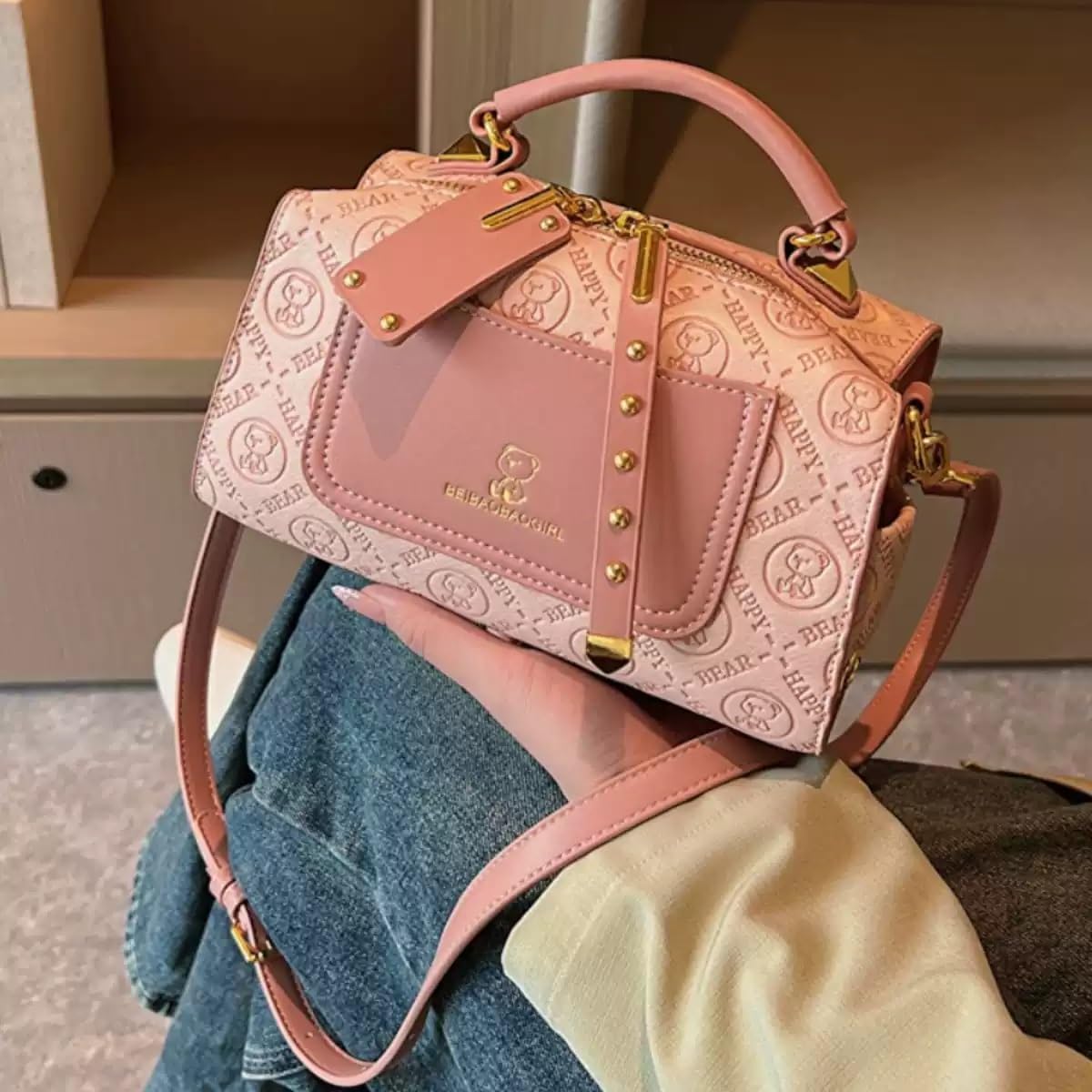 Shoulder Bag for Women Handbag Purse Small Fashion Stylish Bag, Pink
