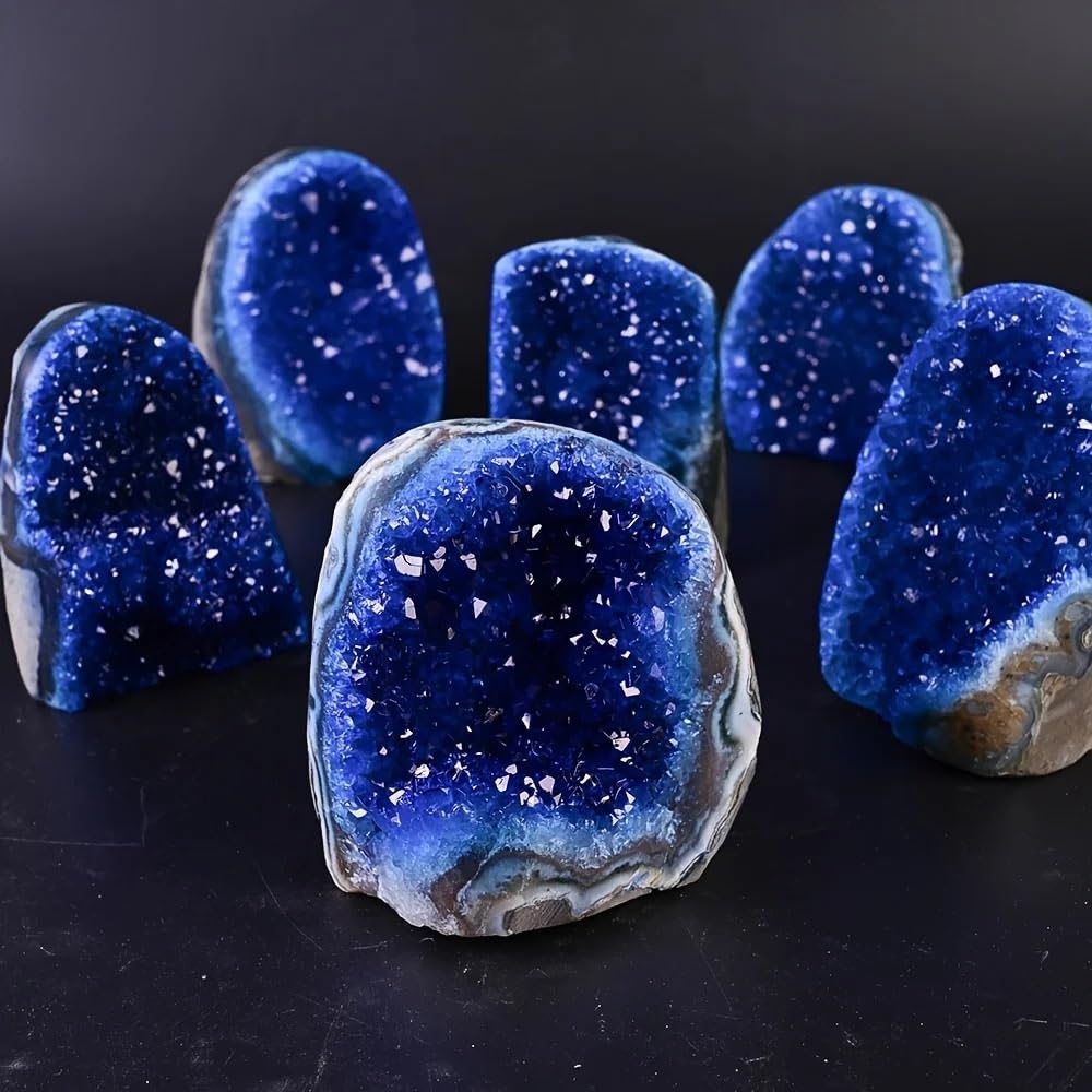 AARTERZZA 1pc 300-400g Royal Blue Crystal Cluster Mystical Quartz Gemstone for Home & Office Decor