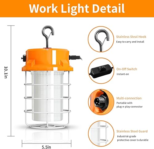 Miniatura 2 de Luz de trabajo temporal de 80W LED 12000lm 5000K luz diurna blanca portátil colgante iluminación de construcción llevó alta luz de la bahía para el