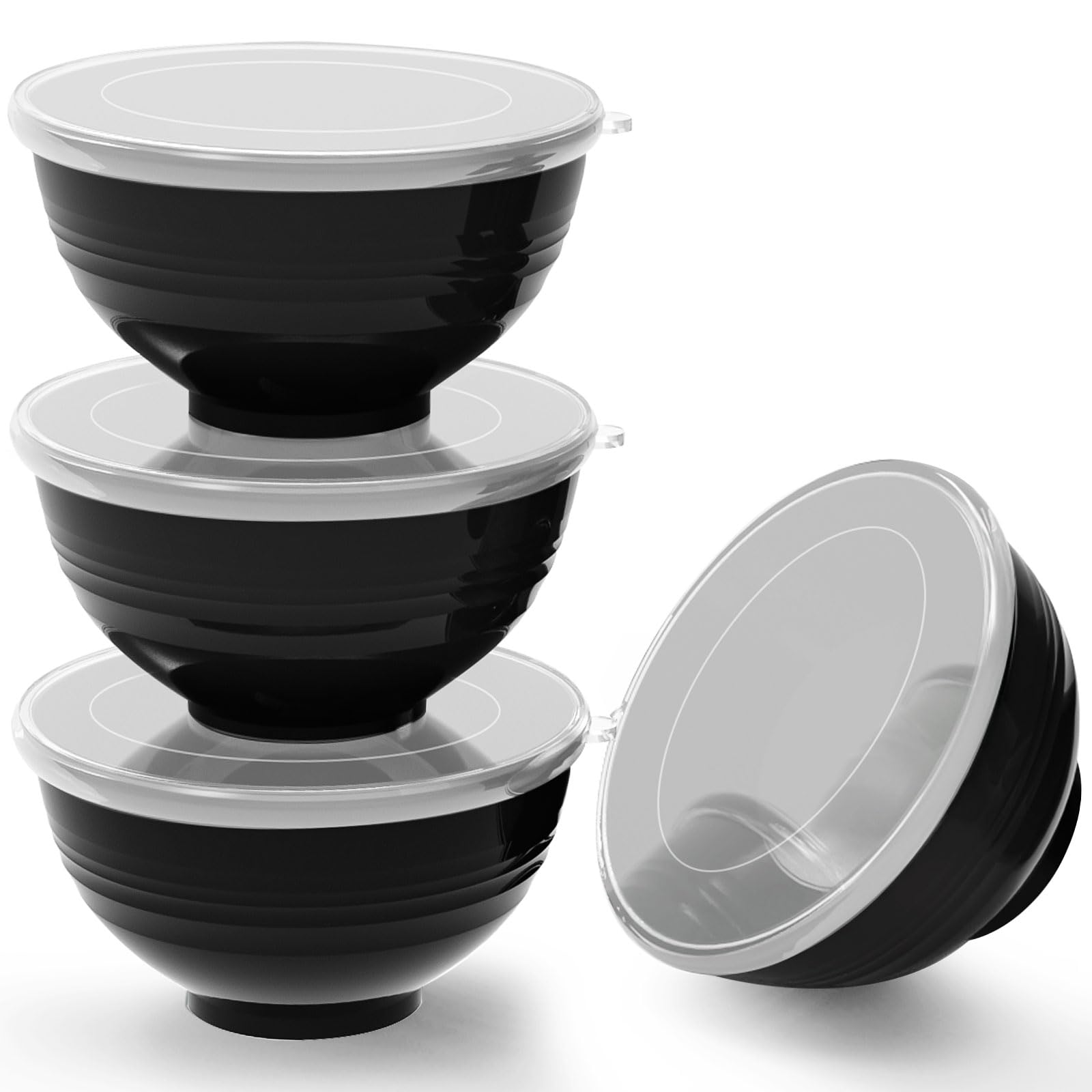 Greentainer Unbreakable Large Cereal Bowls with lids- 24 OZ Plastic Lightweight Bowl Sets 4 - Dishwasher & Microwave Safe - for Cereal, Salad,Soup, Noodle, 4 Pieces