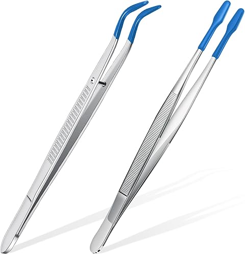 Vista 20 de Juego de 2 pinzas con puntas de goma, puntas planas dobladas y rectas, pinzas recubiertas de PVC para sellos, monedas, joyas, manualidades, verde.