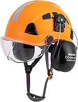 Vista 9 de UNINOVA Casco de protección para los oídos y visera ANSI Z89.1 con ventilación ABS forestal, arborista, árbol, construcción, construcción