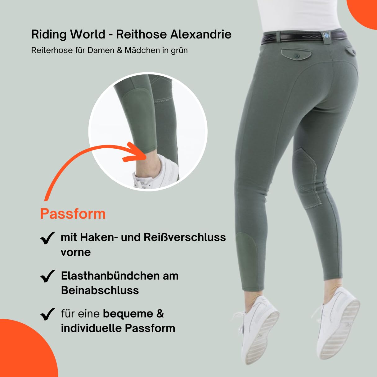 Pantalon RIDING WORLD "Alexandrie" enfant - Couleur : vert, Taille : 12 ans