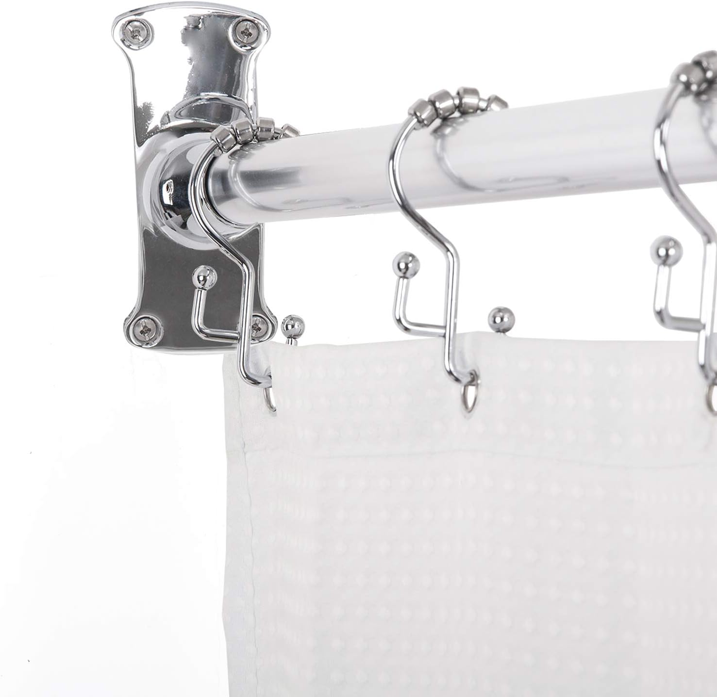 Utopia Alley Rustproof Wall Mounted L-Shaped Corner Shower Curtain Rod | Adjustable Shower Curtain Rod for Bathroom Bathtub, Includes Mounting Brackets and Screws, Chrome Color (66"L x 28"W)