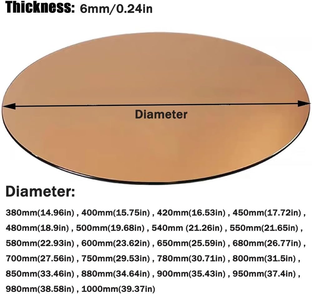 20'' Round Polished Edge Tempered Glass Table Top, 1/4'' Thick Glass Table Surface, Durable Countertop Panel for Dining Coffee Restaurant Tables(600mm(23.62in))