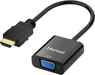 MoreadDirect HDMI to VGA Adapter Gold-Plated Male to Female 1080p Uni-Directional for PC Laptop Chromebook Projector Monitor Black
