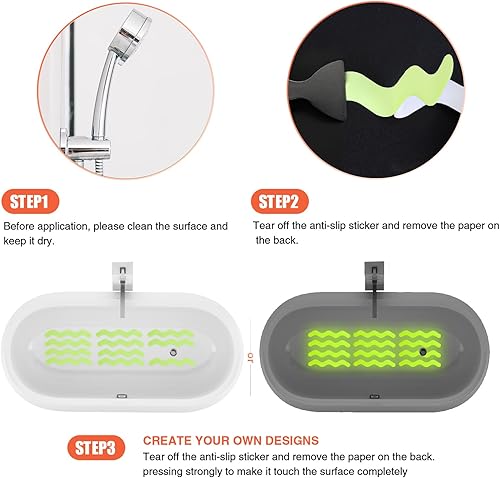 Miniatura 6 de Calcomanías patentadas luminosas antideslizantes para ducha, 24 unidades, tiras adhesivas de seguridad para tina, con raspador de primera calidad