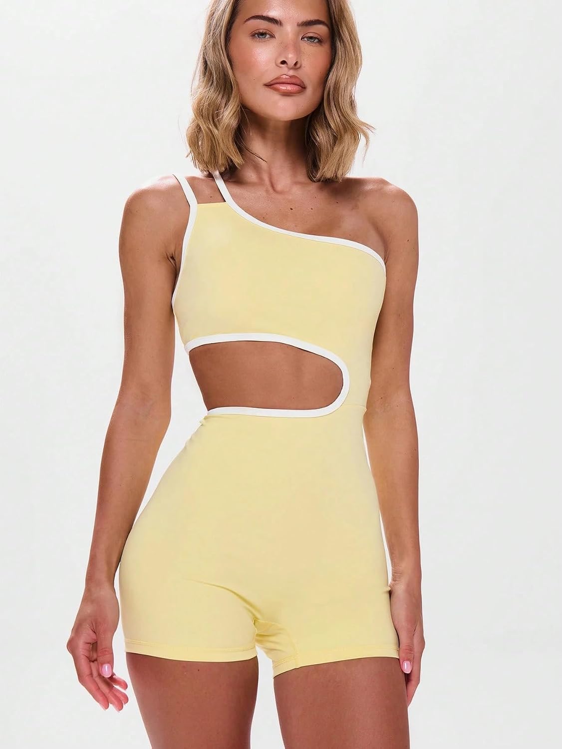 Rompers for Women Summer 2026 Sport Asymmetrical Neck Trim Cutout Workout Gym,Padel