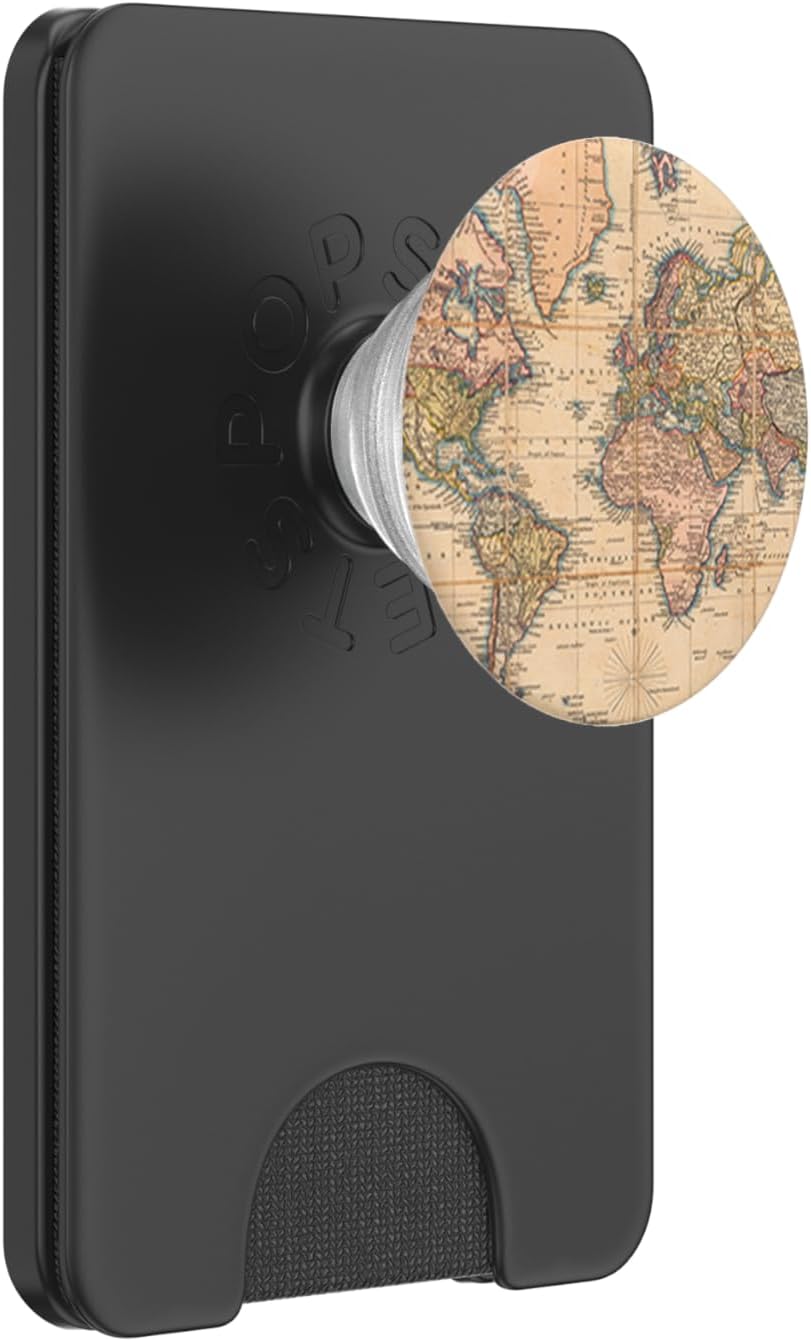 Vintage Travel World Map Design Travel Globe Background PopSockets PopWallet for MagSafe