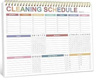 ADHD Cleaning Schedule, Cleaning Schedule and Checklist Organizer – 8.5" x 11" Spiral Cleaning Planner for Home Chores, Daily, Weekly, Monthly, Quarterly & Annual Trackers, 52 Sheets