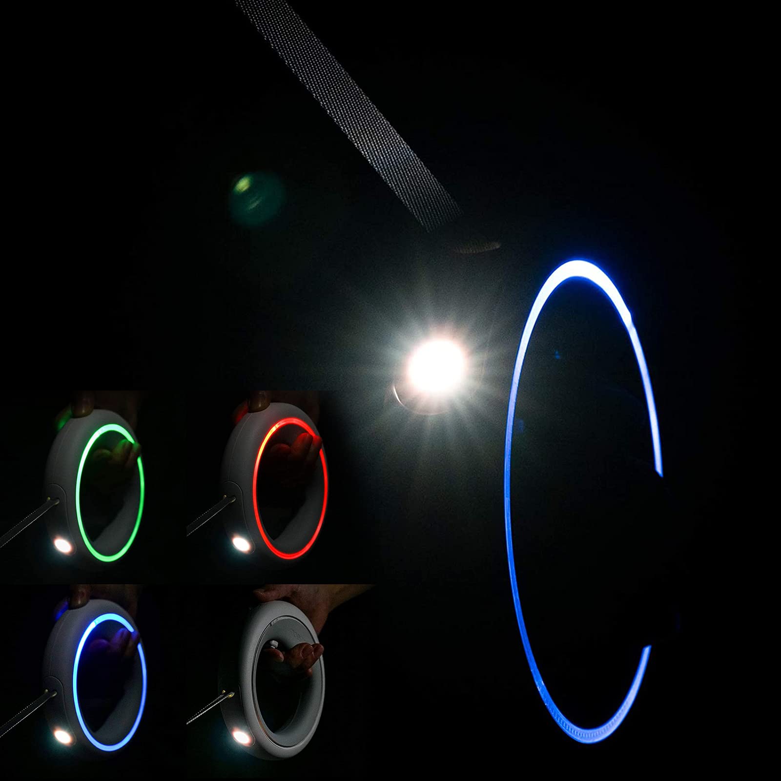Correas Extensibles para Perros De 2.6 M con Linterna LED, Correa Extensible para Perros De Tamaño Mediano Y Grande De hasta 50 KG con Mango Antidesalizante,No Se Enreda