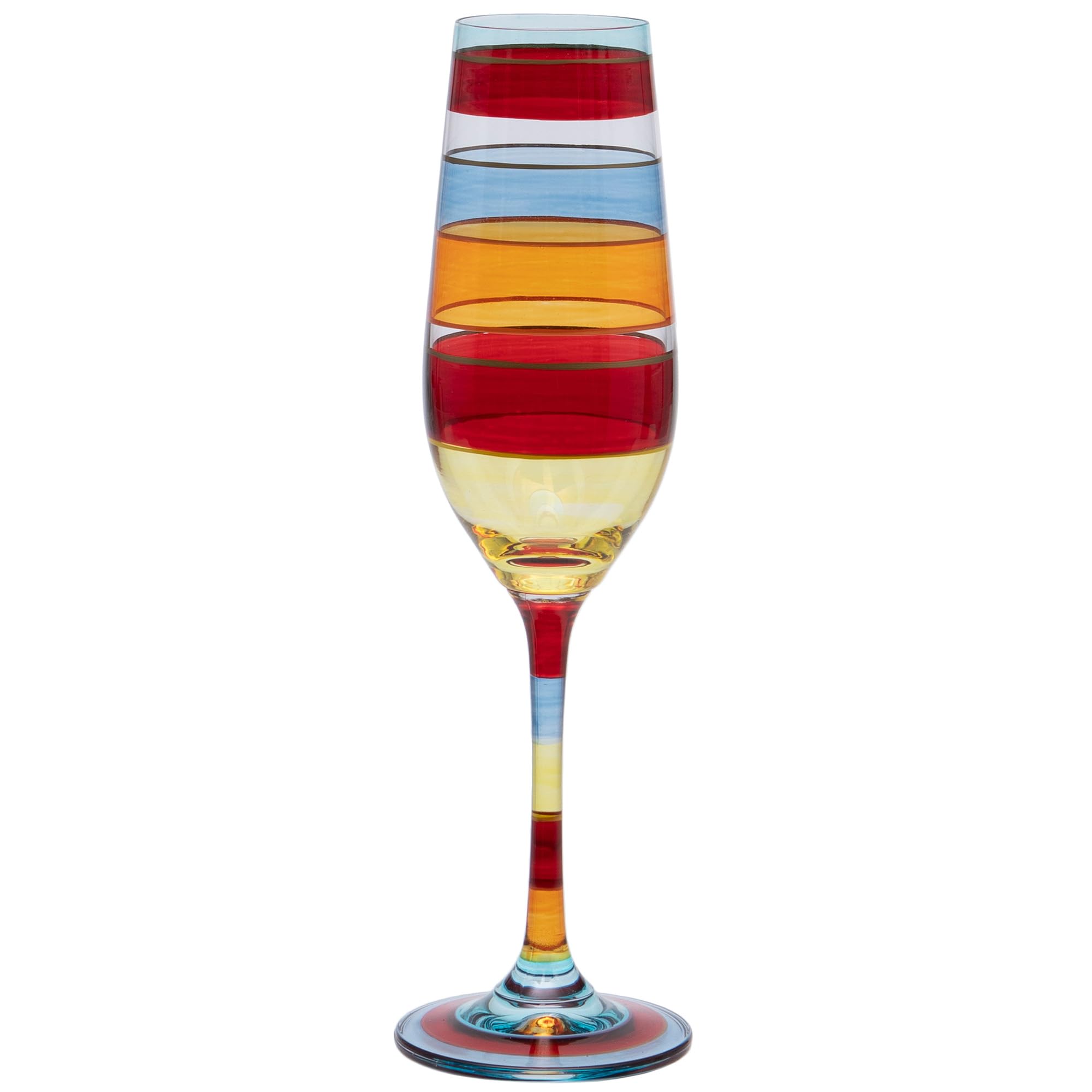 Maturi Hand Painted Striped Champagne Flute, 220ml, Gift Boxed