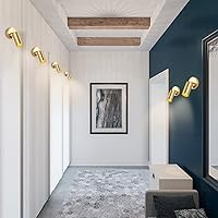 Vista 6 de BOKT Kit de iluminación LED moderna de riel de 1 luces, accesorios de foco de oro cepillado, montaje en techo de latón mate para interiores, lámpara