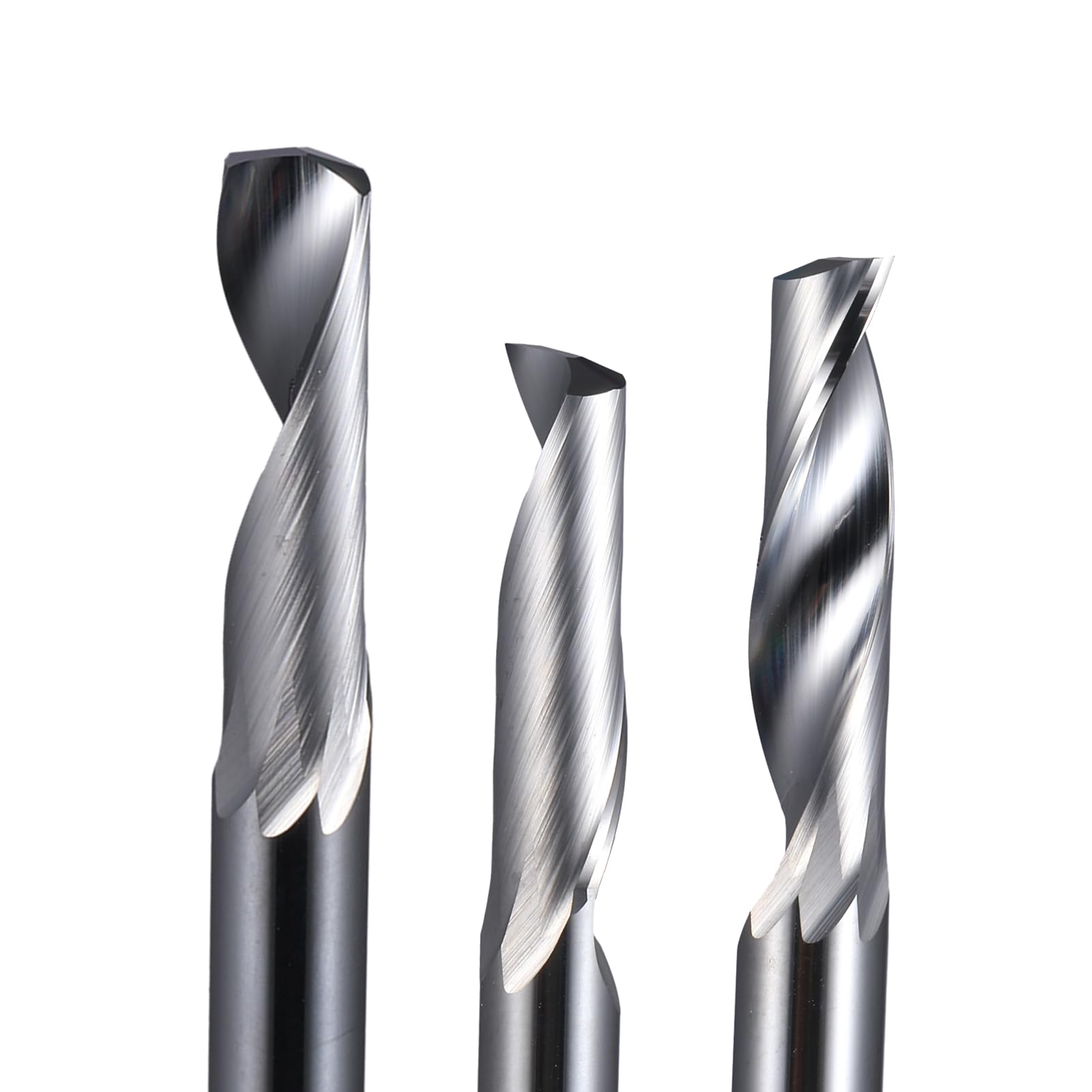 20 sztuk frezów spiralnych z pojedynczym fletem 3,175/4/5/6/8 mm, frezy CNC z twardego metalu do rzeźbienia w drewnie i grawerunku (3,175 x 2,5 x 12 x 38 l)