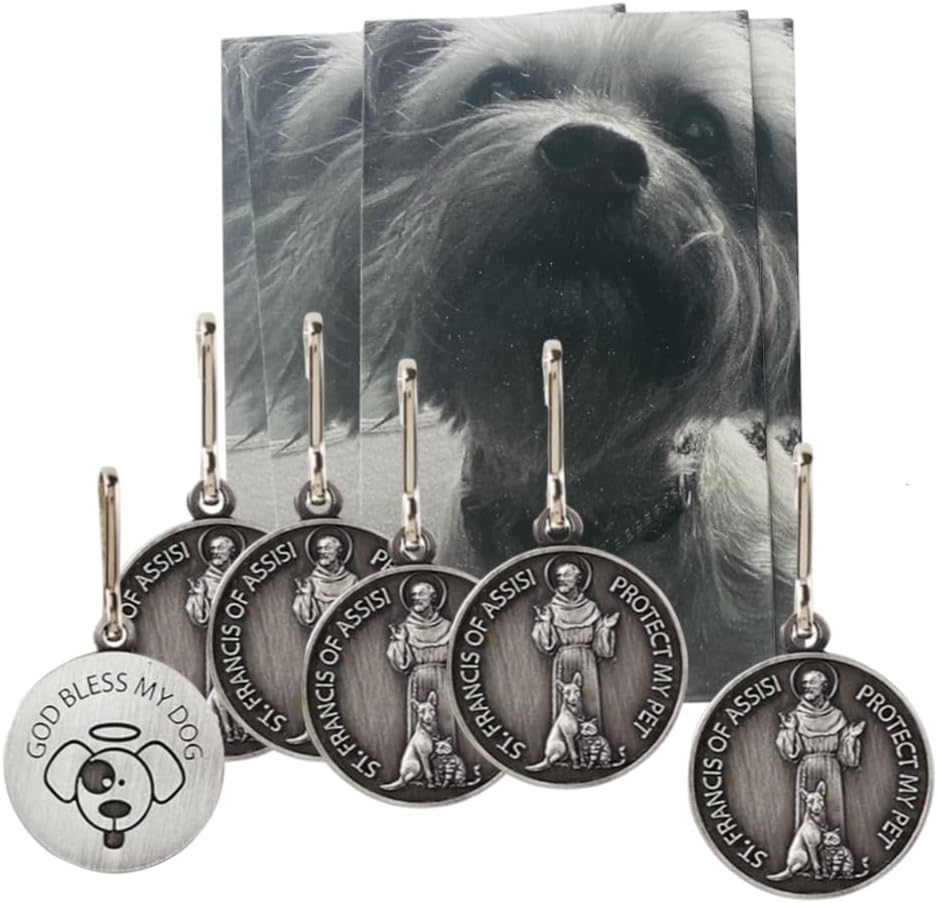 Westmon Works Saint Francis Medal for Dog Collar Pendant Bulk Set with Pet Prayer Cards, Pack of 5 - Image 4