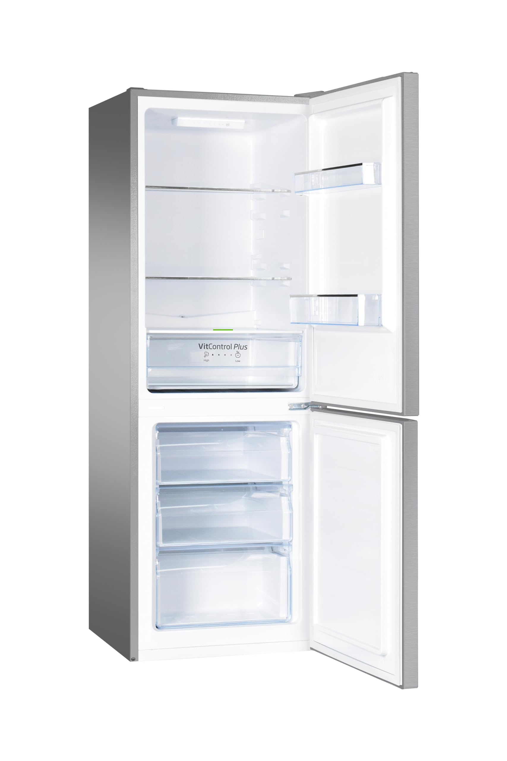 Amica Kühl Gefrierkombination freistehend 159 cm Höhe 227 l Nutzinhalt FrostControl VitControlPlus Schublade Superkühlen und Supergefrieren - Edelstahloptik
