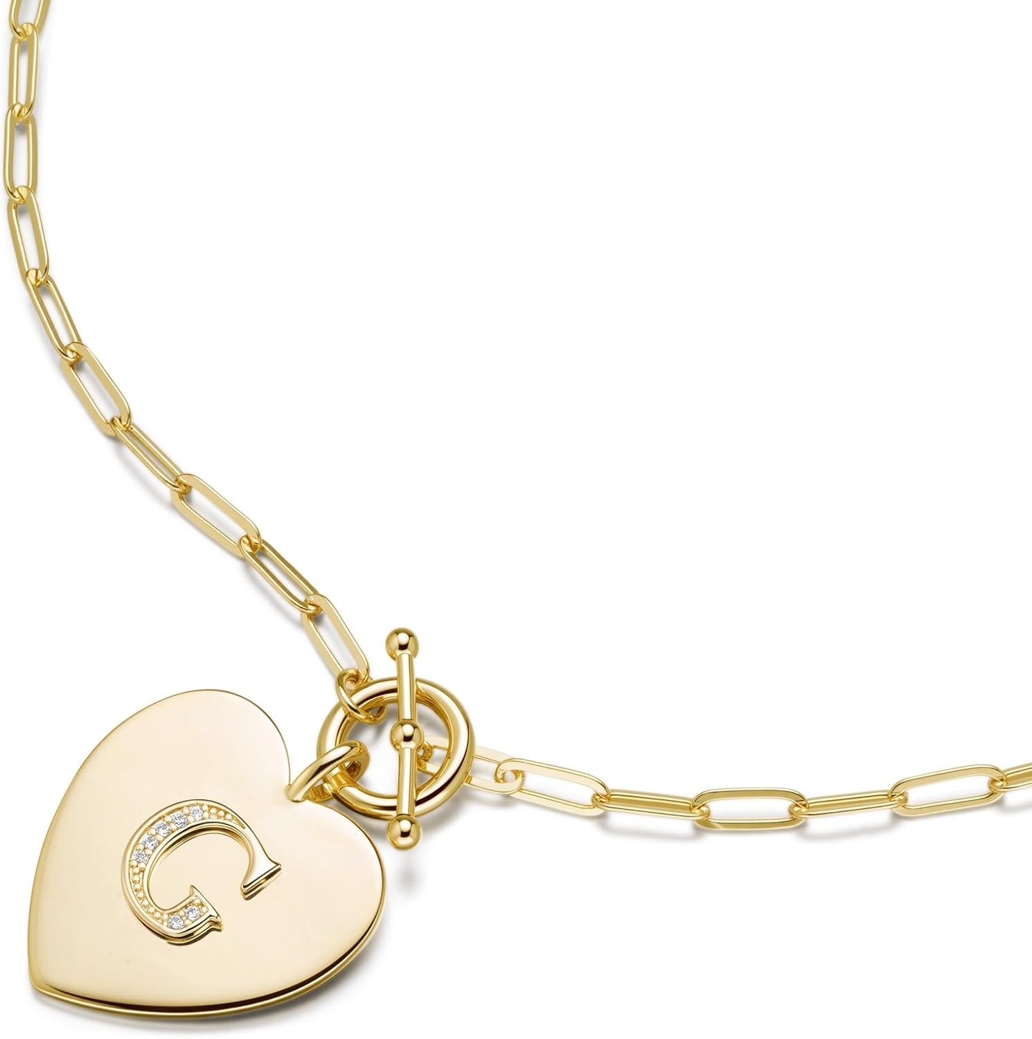 14K Gold Initial Necklace for Women, Dainty Gold Filled Heart Initial Necklace, Valentine's Mother's Day Christmas Jewelry Gifts for Women 22 Inch - Image 2