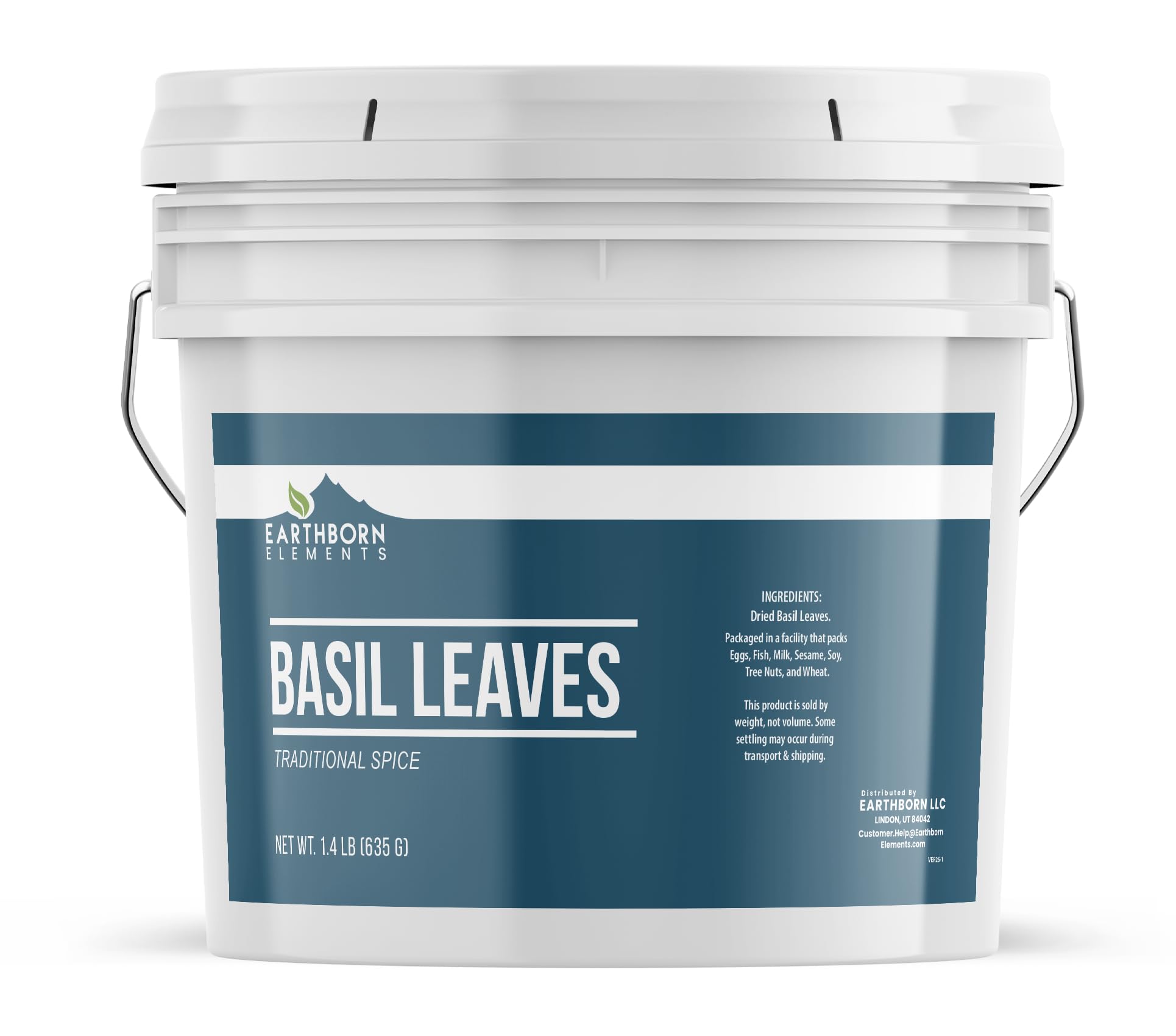 Earthborn Elements Basil Leaves 1 Gallon Bucket, Kitchen Staple, Aromatic & Versatile, Chopped