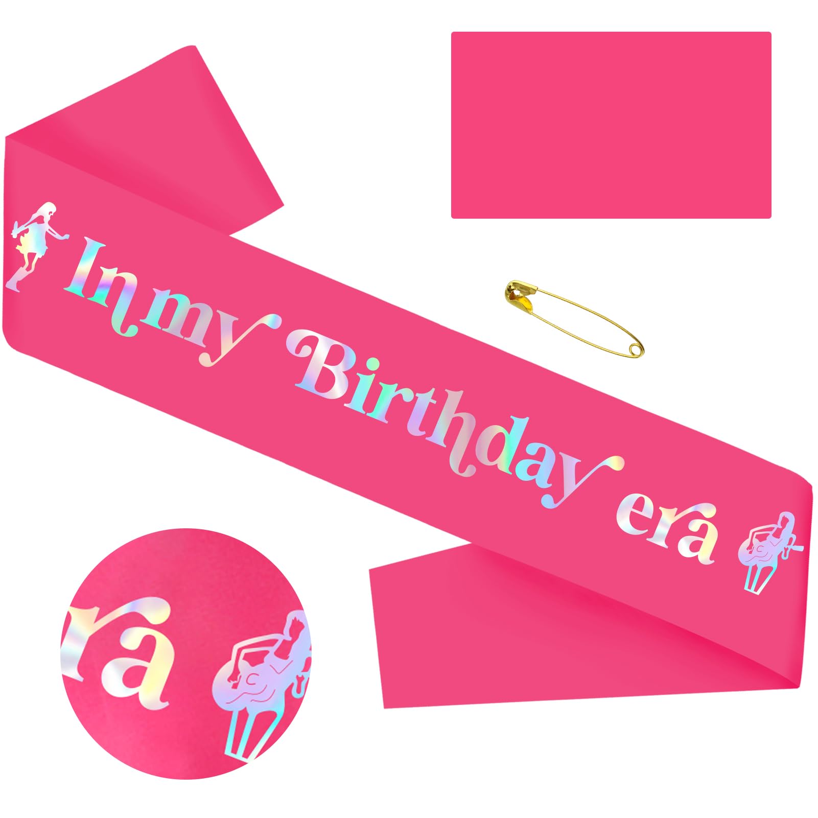 SKJIAYEE In My Birthday Era Birthday Sash with Iridescent Foil, Hot Pink Birthday Sash Decorations for Women Any Birthday Party, Popular Singer Party