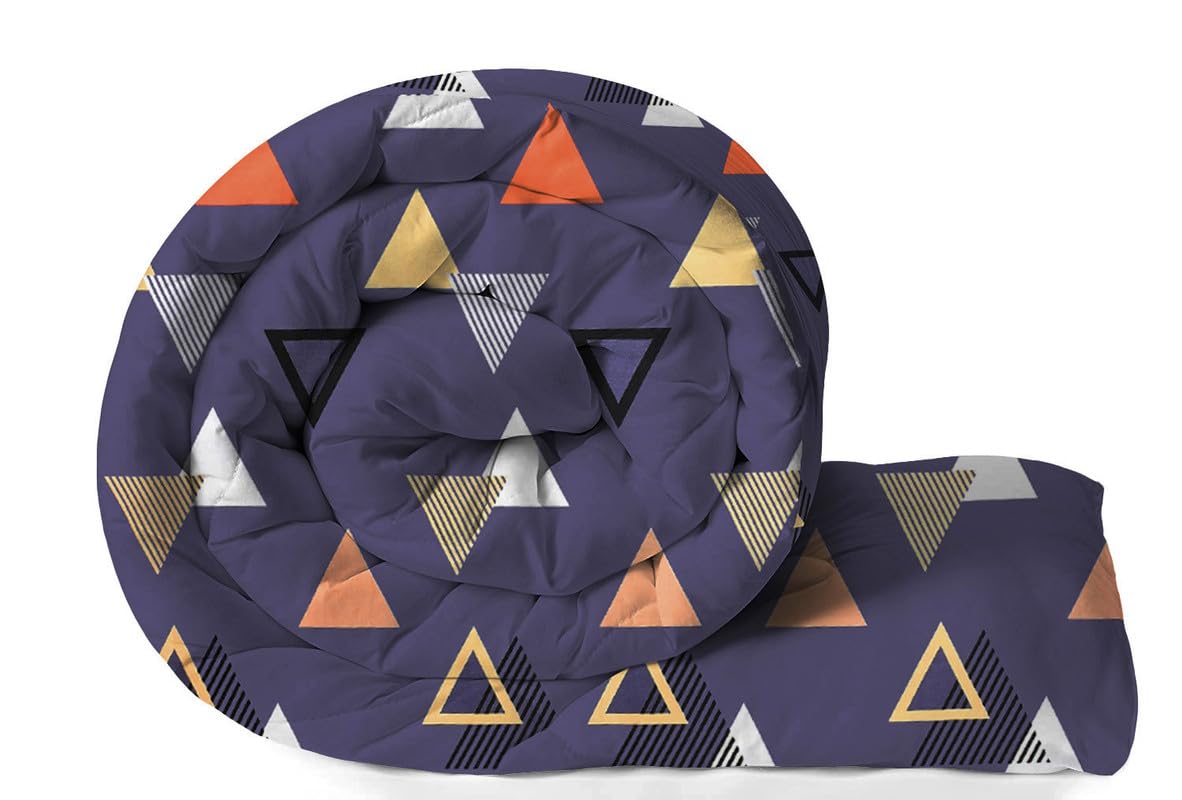 VAS COLLECTIONS 220 GSM Reversible Microfiber AC Comforter/Duvets for Mild Winter | All Season King Size 3 Layered Quilted Blanket for Double Bed (220 cm x 240 cm, Trangle, Purple & Orange-image-21