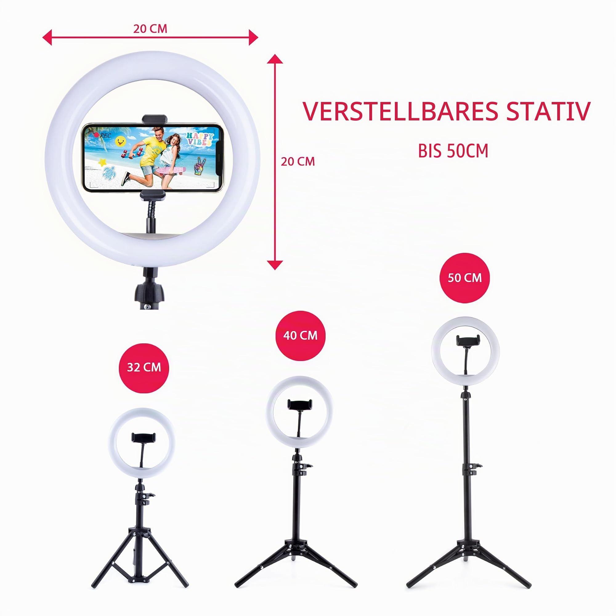 Canal Toys - Studio Creator Video Maker Kit - Selfie-Lichtring mit Stativ & Smartphone-Halter - Mikrofon mit Geräuschreduzierung - Vlogging/Podcast Set ab 8 Jahren - 3X AAA (Nicht inkl.) - INF 001