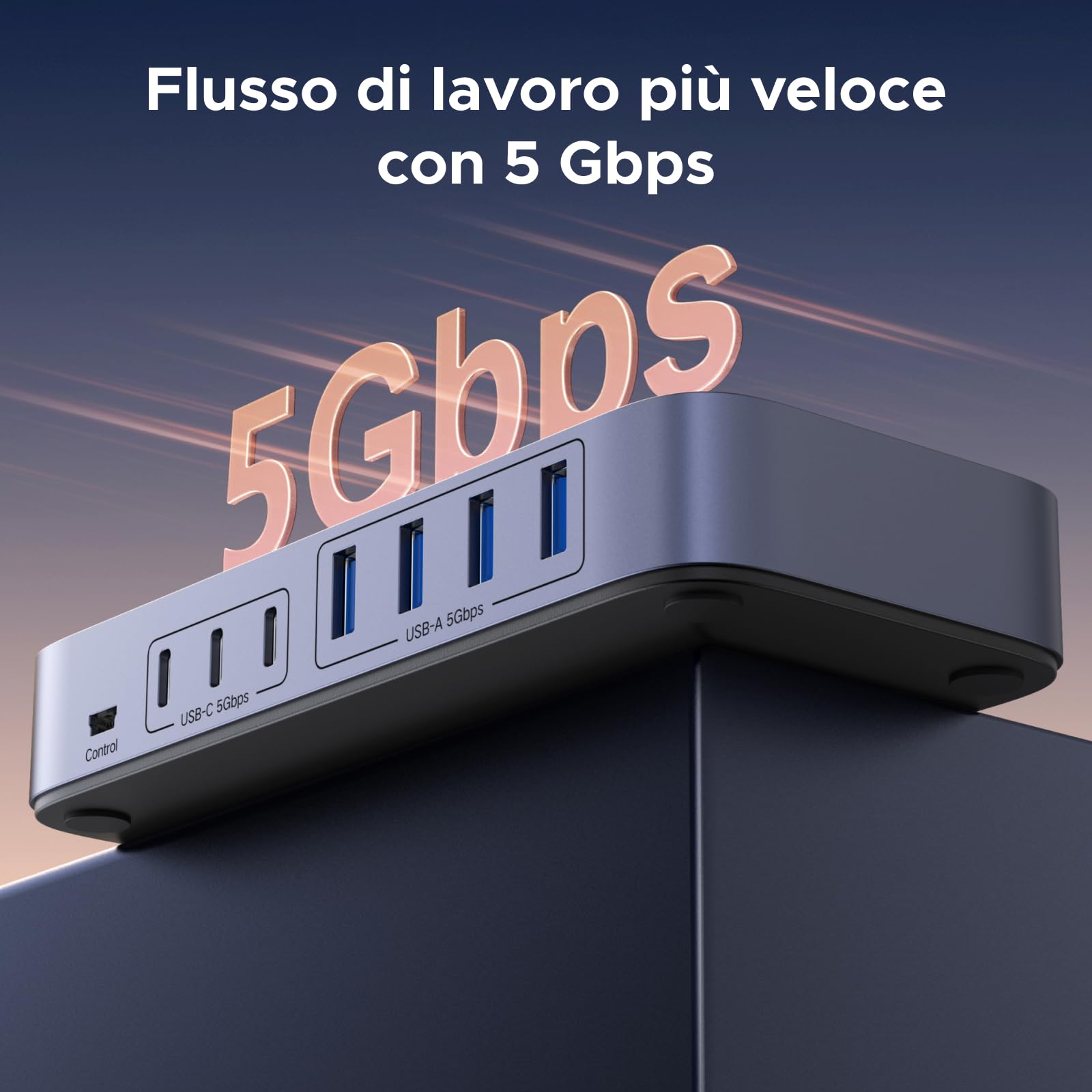 UGREEN Switch USB KVM Commutatore 2 PC Ingressi Condividono 7 Uscite | 5Gbps, per Tastiera, Mouse, Disco, Rigido, Stampante, Scanner, Microfono, con 2 Adattatori USB C, Alimentatore DC 12V 2A