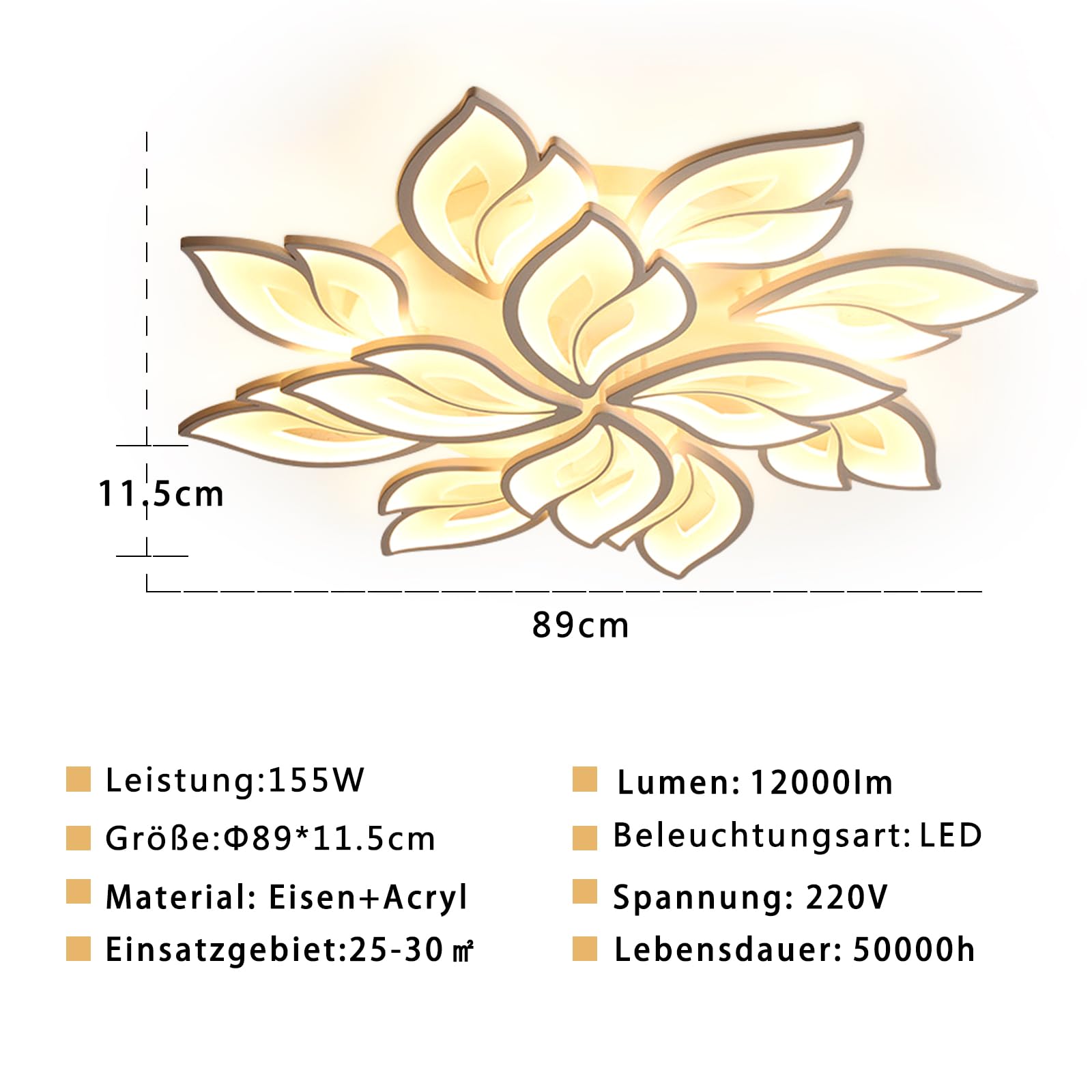 Yuanfenghua Lampadario camera da letto, 80W plafoniera Led soffitto, lampada da soggiorno con telecomando (100 X 10,5 cm)