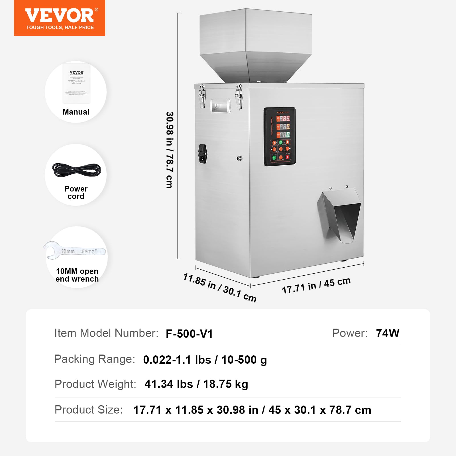 VEVOR Máquina automática de envasado de partículas, 1-100 g, Máquina envasadora de llenado de bolsitas de polvo multifunción, Llenado para semillas de té, granos, harina, frijoles, purpurina