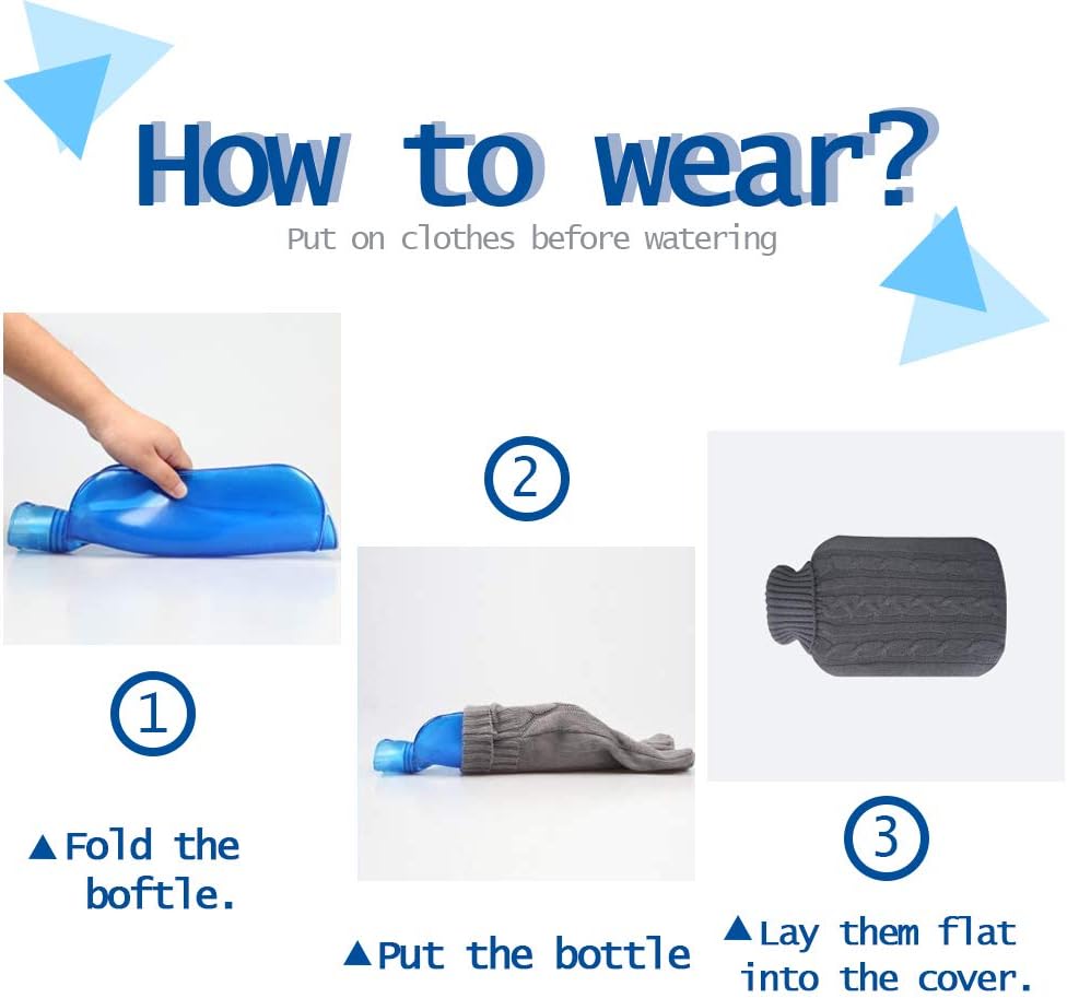 2 Pack Hot Water Bottle with Knitted Cover, Rubber Heat Bag for Pain Relief, Hand Feet Heating Pad, Hot-Water Bottles for Cramps, Hot & Cold Compresses for The Body Bed Warmer - 2 Liter : Health & Household