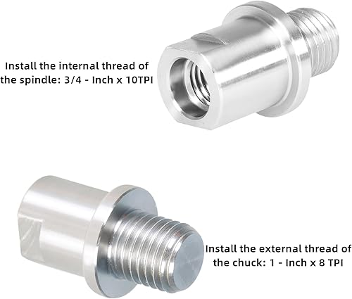 Miniatura 4 de waltyotur Adaptador de husillo de cabezal de torno para carpintería, convierte 34 pulgadas x 10 TPI a 1 pulgada x 8TPI adaptador de husillo de