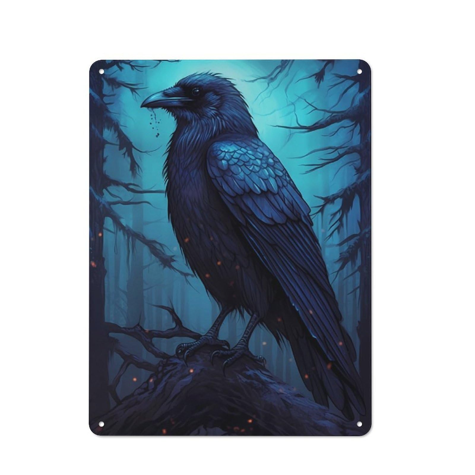 Raven Animals Classic Metal Wall Decor 40x30cm, Decorative Tin Plaque for Cafe, Pub, Workshop Or Home Bar