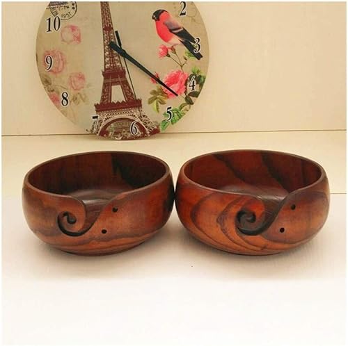 Miniatura 6 de Tazón de hilo de madera de azufaifo blanco para tejer (8 x 3 pulgadas)