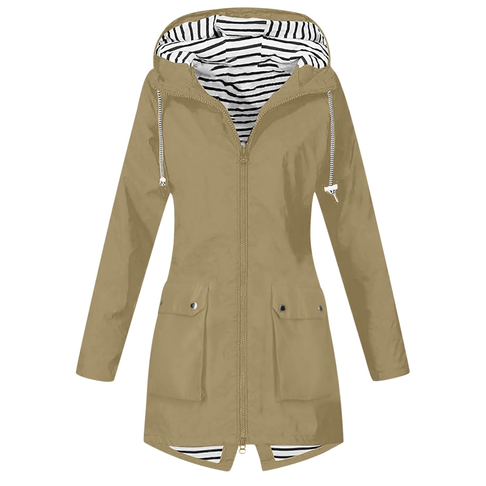 Generisch Chubasquero ligero para mujer con cremallera para mujer, hardshell para exteriores, con capucha, chaqueta de senderismo, 1 parka impermeable